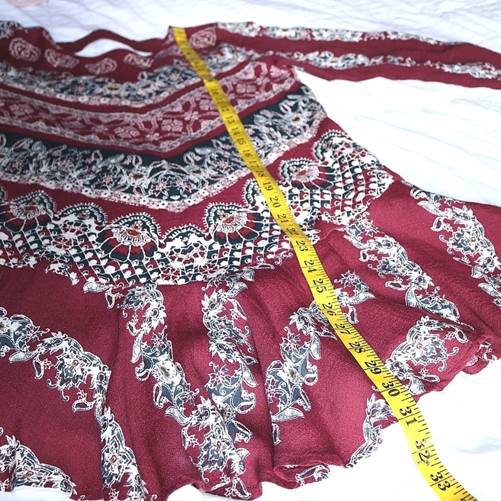 FREE PEOPLE Smooth Talker Tunic, Mini Boho Dress in Maroon, XS - Picture 5 of 8